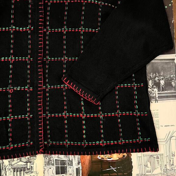 Vintage Lemon Grass Grid Christmas Sweater - Picture 4 of 7